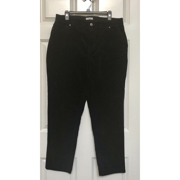 Pants - Croft & Barrow Corduroy Pants Black Stretch Cotton Spandex Zip Women's Size 16S